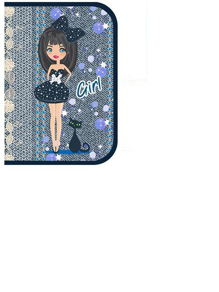 Пенал 1отд. большой/д с планкой Девочка с кошкой