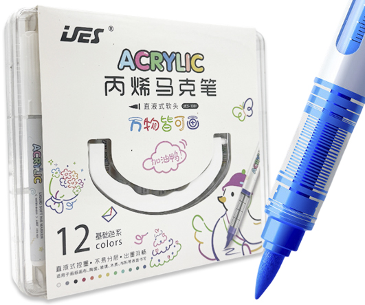 Маркер-кисть акриловый 12цв