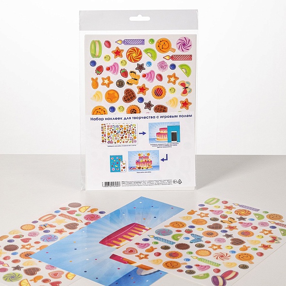Наклейки А5 Сладкое настроение, 2 листа с игровым полем