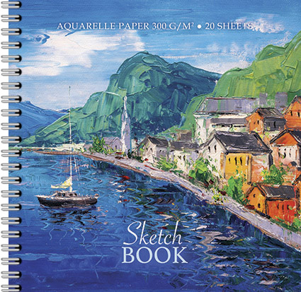 Скетчбук/гребень 190*200  20л Море, жёст.подл., 300гр