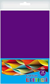 Картон цв. А4 20л (1цв)  Офис. Фиолетовый