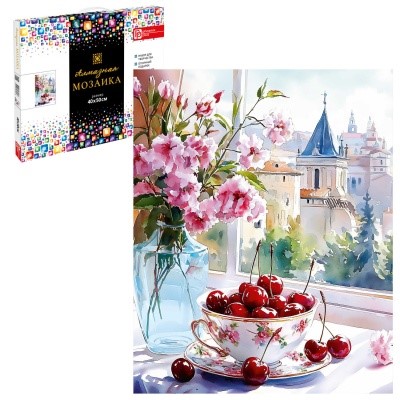 Алмазная мозаика 40*50см Натюрморт с вишнями