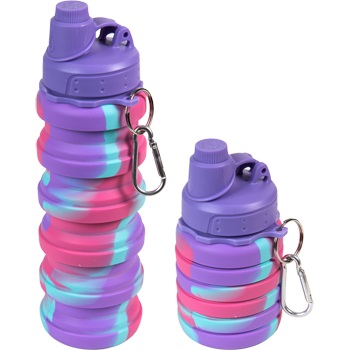 Бутылка складная силикон 500 мл Сиренево-розовая деграде