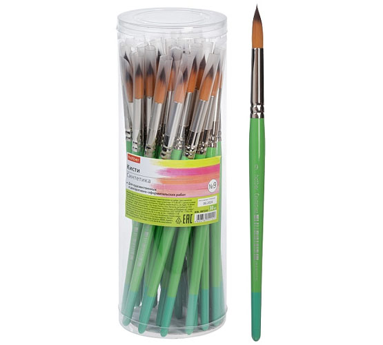 Кисть синтетика (нейлон) № 9 круглая