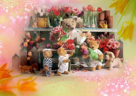 Папка Св-во о рождении А5 Мишки с цветами с файлом