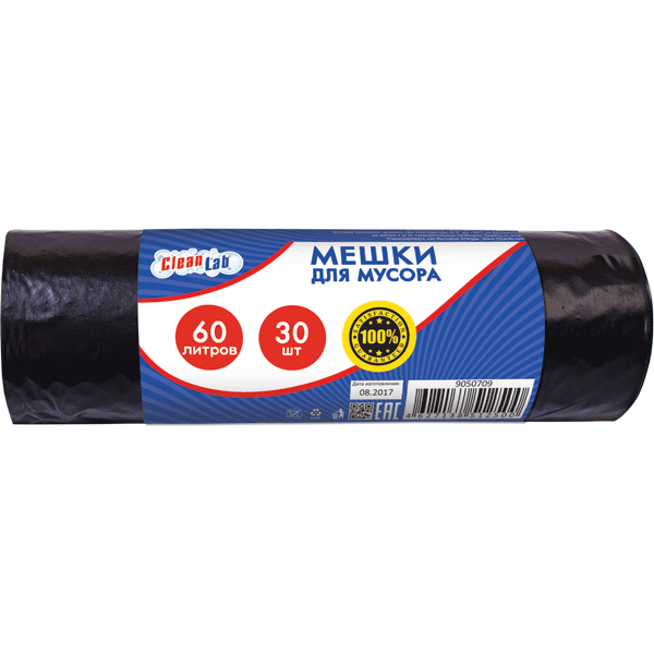 Мешки д/мусора  60л 30шт/рулоне CleanLab