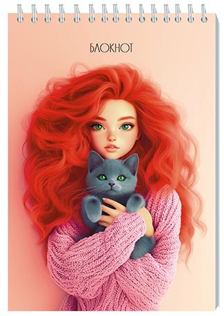 Блокнот/гребень  А5 32л Девочка с котёнком