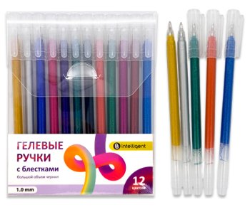 Набор гелевых ручек 12цв. с блёстками