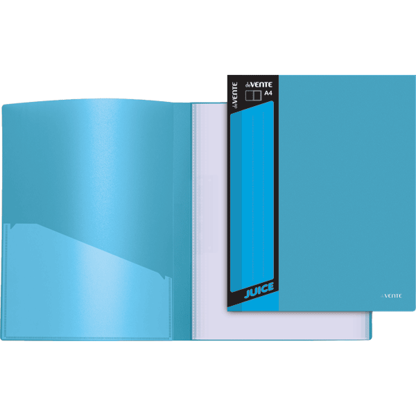 Папка 30 вклад Ярко-голубая Juicy непрозрачная, карман на корешке