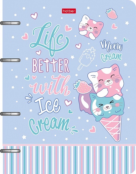 Тетрадь блок/кольцах  80л Sweet Cat, слим-картон