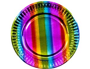 Тарелка бумажная Радуга фольга 6шт 23см