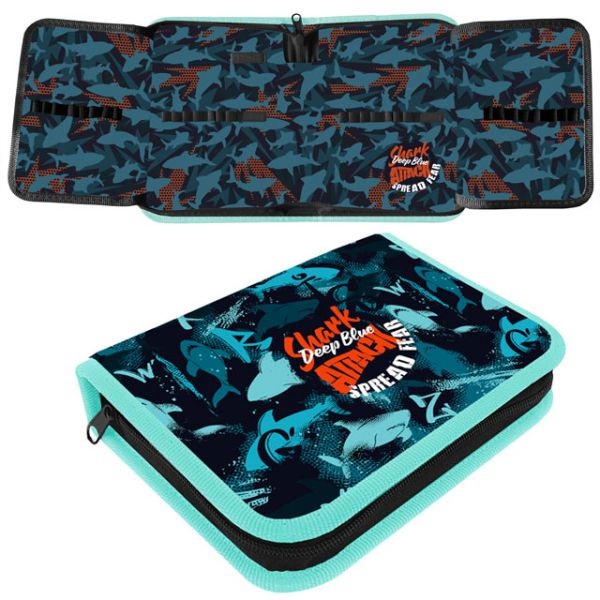 Пенал 1отд. большой/м с 2 планками Акулы паттерн