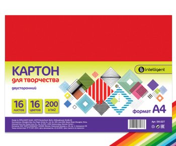 Картон цв. двухсторон. 16л (16цв) немелов.