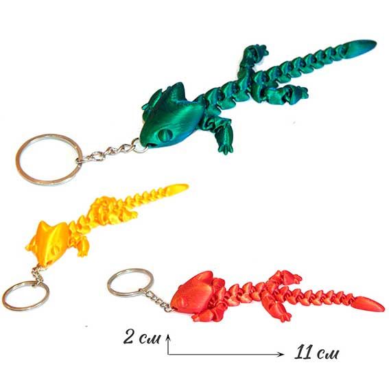 Брелок пластик Ящерица 3D, подвижный