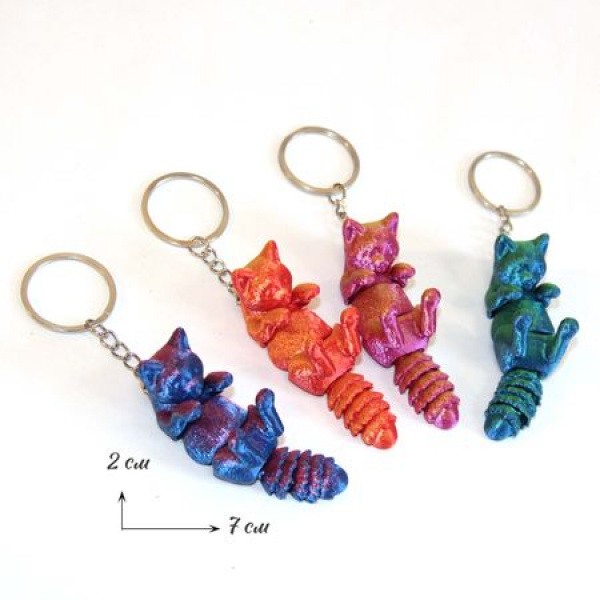 Брелок пластик Кошка 3D, подвижный