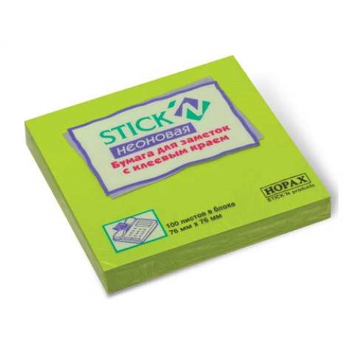 Стикер 76x76мм neon Зеленый 100л ^