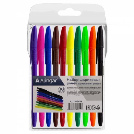 Набор шариковых ручек.10цв. масл.осн., 1,0мм
