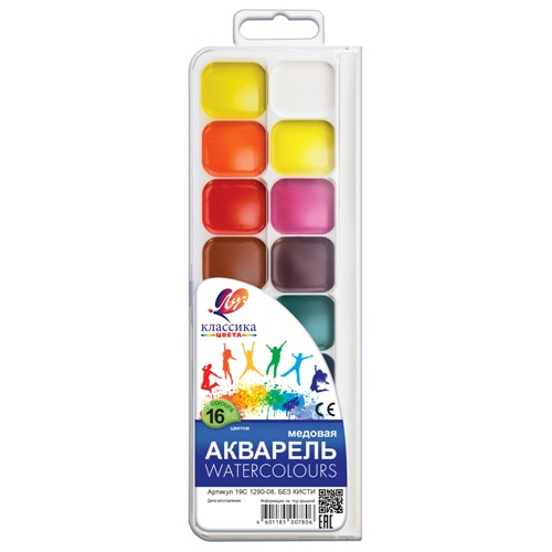 Краски акв. Классика Медовая 16цв. пластик уп. Луч