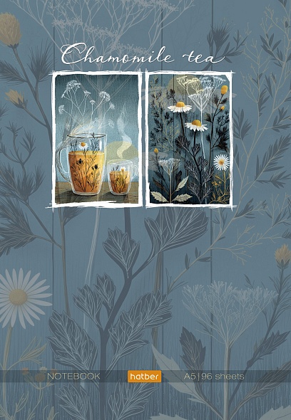 Бизнес-блокнот А5  96л 7Бц Ромашковый чай, клетка/линия