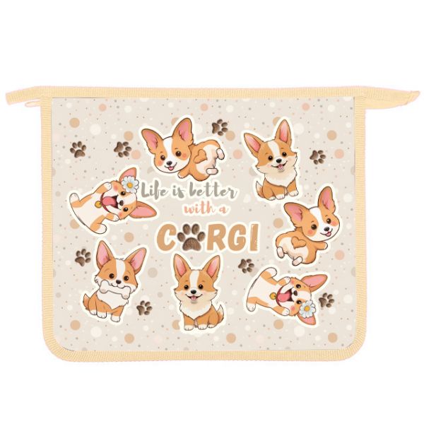 Папка д/тетр  А5  на молнии  Весёлый корги