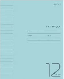 Тетрадь 12л линия Голубая, пластик. обл.