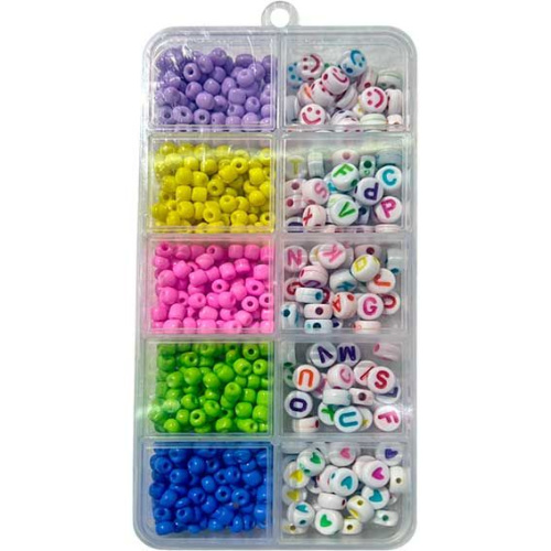Бусины Diy Ассорти 110г, 10 дизайнов, пластик. бокс