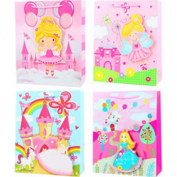 Пакет подарочный 26*32 бумага Princess, объем. детали, блестки