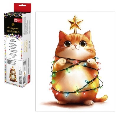 Алмазная мозаика б/подр. 20*25см Кот-ёлочка
