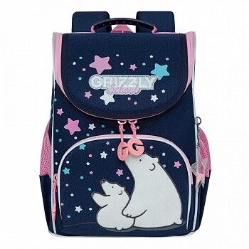 Рюкзак 25*33*13см Белые медведи т.-синий - розовый, мешок д/обуви