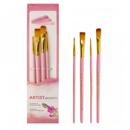 Кисти н-р нейлон  4 шт, плоские (№10, 12) и круглая (№2.4)