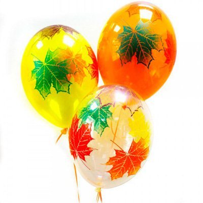 Шар возд шелк Кристалл 36см Лист Клен 5цв. (14")