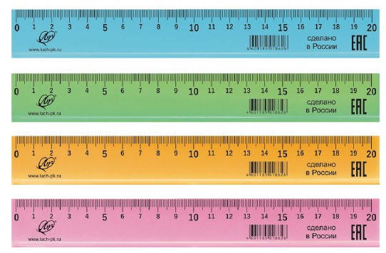 Линейка пластик 20см Пастель, непрозрач.