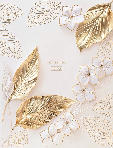 Бизнес-блокнот А5  80л 7БЦ Flower gold, 3D лак