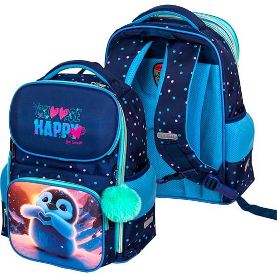 Рюкзак 37*28*14см Smart. Happy Pinguin, жёсткий, 1отд., 4 карм.