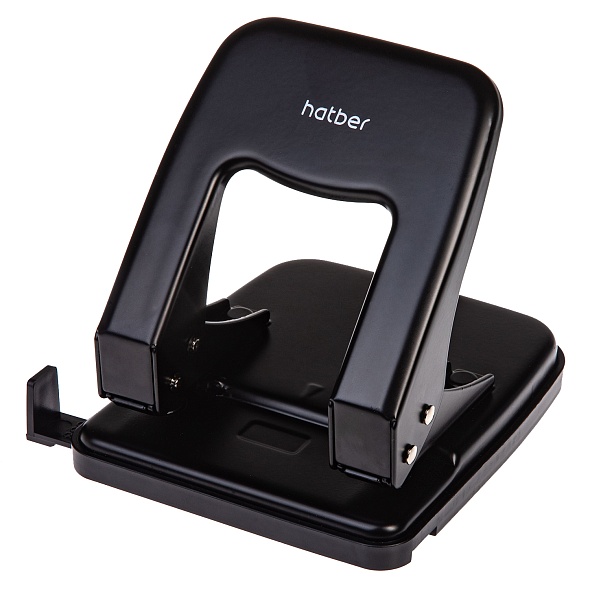 Дырокол 40л Record метал. чёрный с линейкой