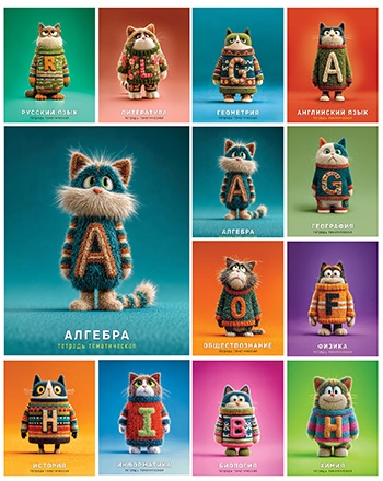 Тетрадь темат. комплект 12предм. 48л Котики в свитерах