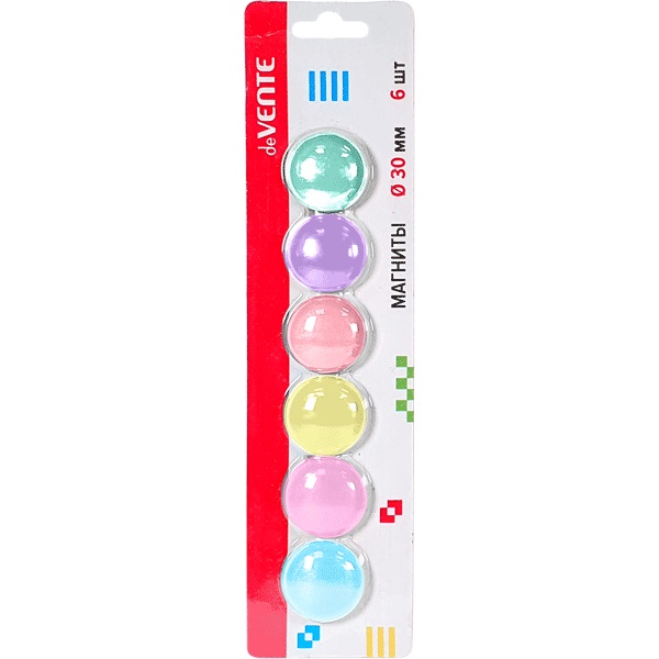 Магниты д/доски Pastel  d30мм, 6шт/уп
