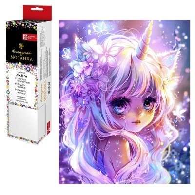 Алмазная мозаика 20*25см Девочка-единорог