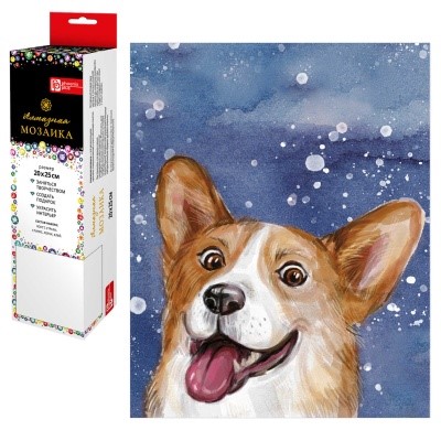 Алмазная мозаика 20*25см Весёлый корги