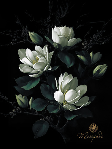 Тетрадь гребень линия 80л Цветы на чёрном