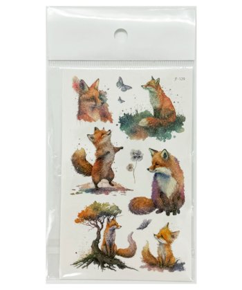 Наклейки для тела Лисята, 6шт на листе, 7,5*12см, глиттер