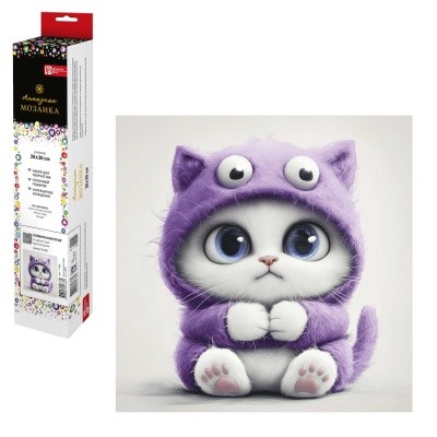 Алмазная мозаика 30*30см Котёнок-монстрик