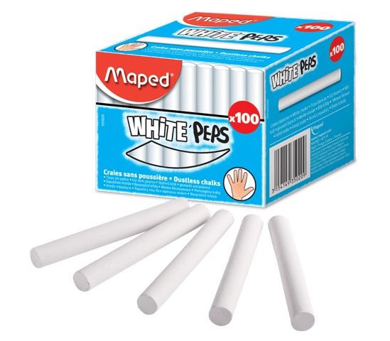 Мел белый 100шт/уп  круглый (спецформула "без пыли")