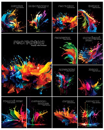 Тетрадь темат. комплект 12предм. 48л Яркие краски на чёрном