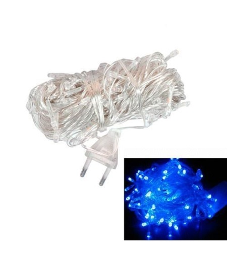 яЭл.Гирлянда 100 LED Синяя прозр. провод реж