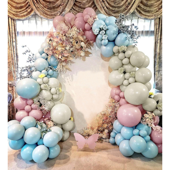 Шар возд для фотозоны Бежевый/голубой/розовый 118шт