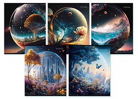 Тетрадь 48л Хрустальный шар, блёстки