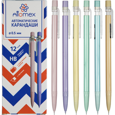 Карандаш авт 0,5мм Пастель, с ластиком НВ