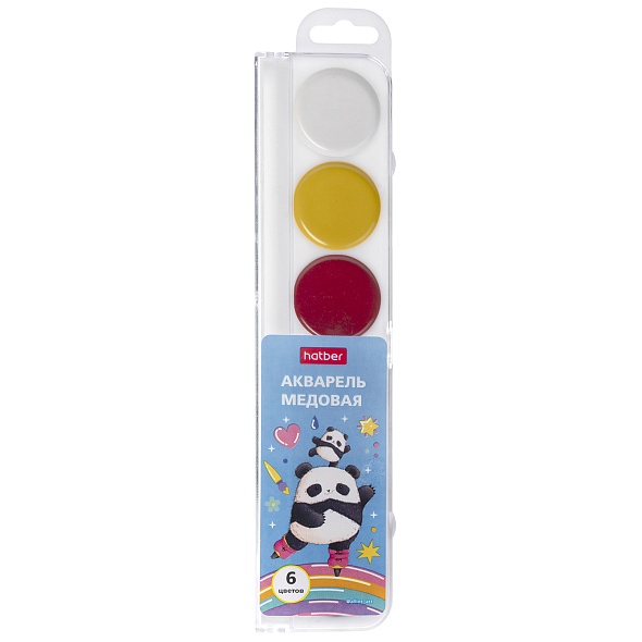 Краски акв. Плюшевые панды Медовая  6цв.  б/к