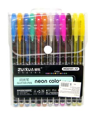 Набор гелевых ручек 12цв. Neon Color блестки 1,0мм